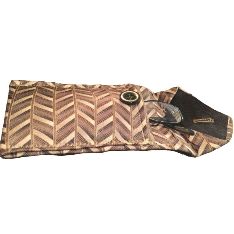 Handmade Upcycled Vintage Necktie Chevron Eyeglass Case Pouch