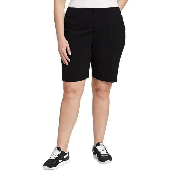New Eddie Bauer Womens Size 16 Black High Rise Fitted Horizon Bermuda Shorts