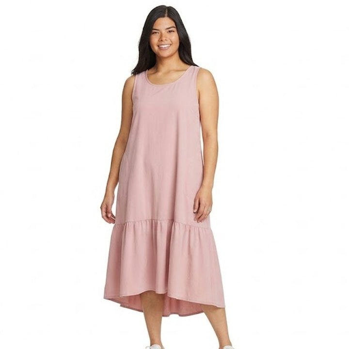 New Eddie Bauer Womens XXL Desert Pink Departure UPF 50+ Sleeveless Midi Dress