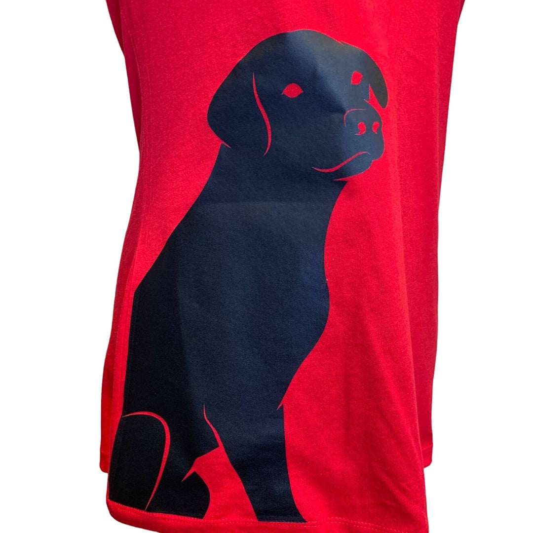 New Hand Printed Small Black Lab Labrador Puppy Dog VNeck Cotton Blend Tee Shirt