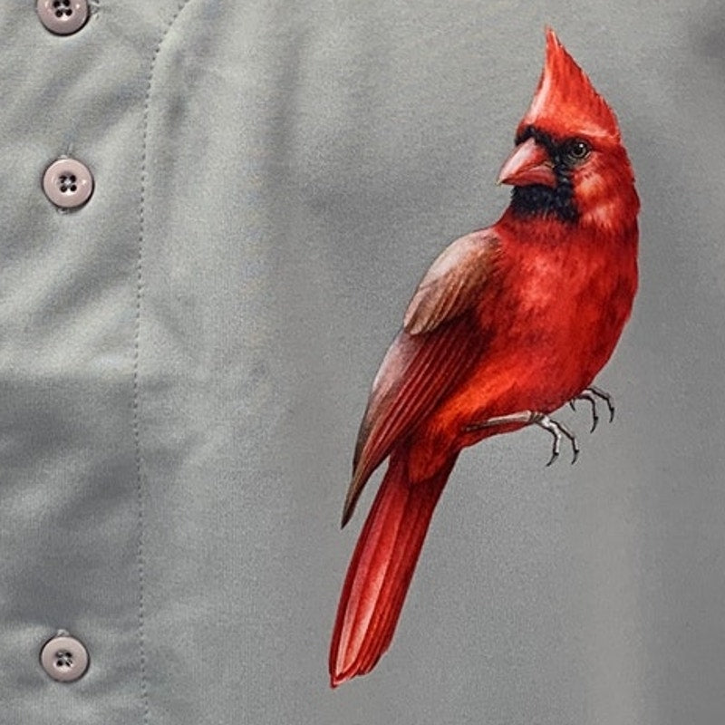 New Tag Team Mens Large Hand Printed Cardinal Bird Button Down Sleeveless Jersey