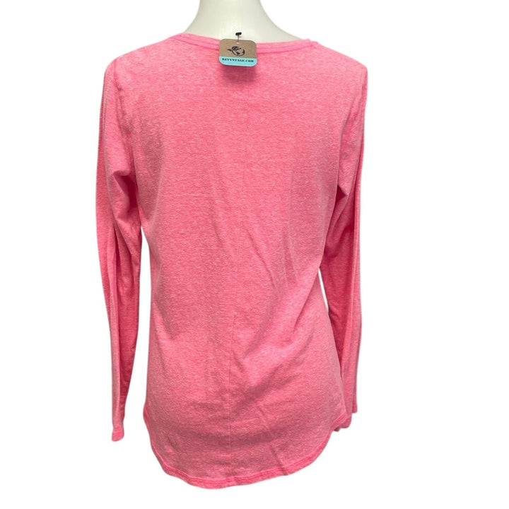 Hand Printed Upcycled Womens Medium Planet Earth Long Sleeve Crew Tee Shirt