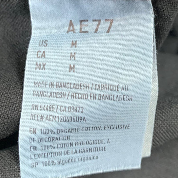 New American Eagle AE77 Mens Medium Black Long Sleeve Button Up Collared Shirt