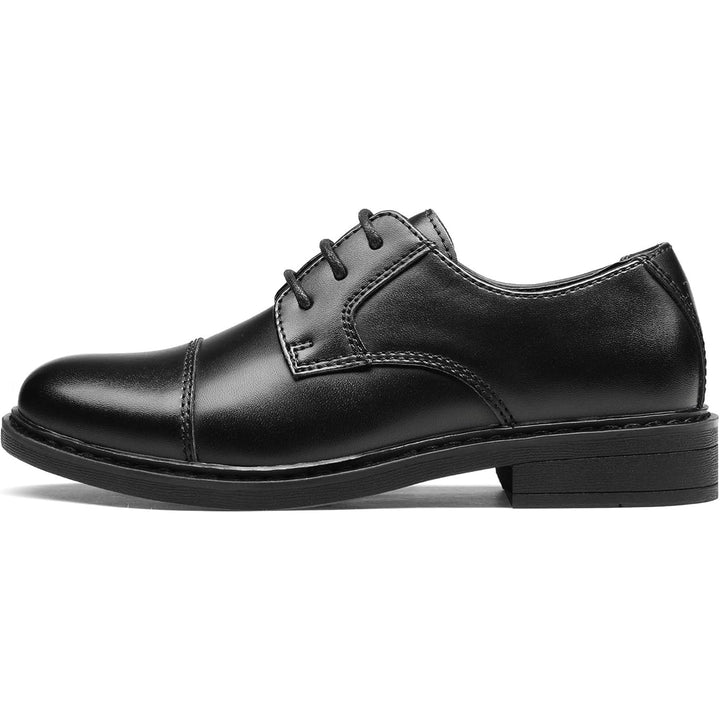 New Bruno Marc Boys Size 11 Black Faux Leather Laced Dress Oxford Formal Shoes