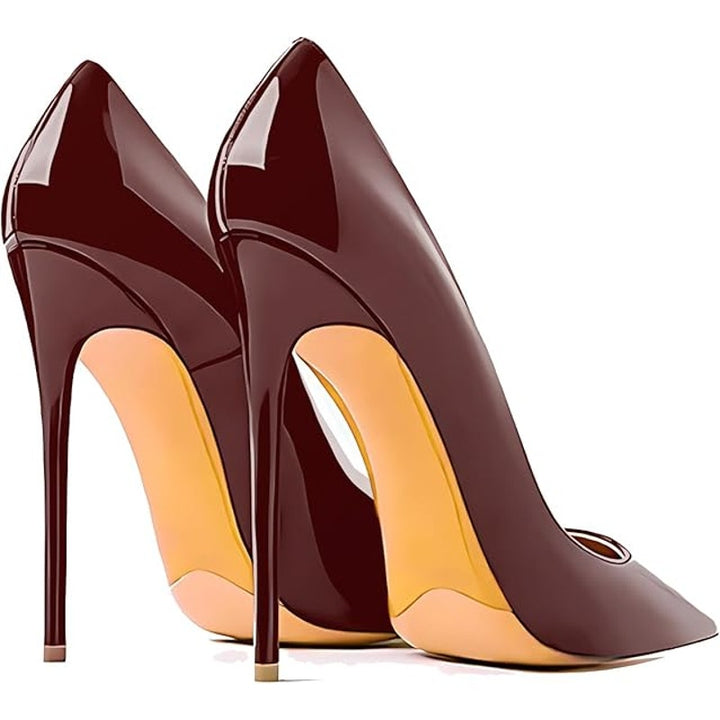 Qunvngutui Womens Size 11 Wine Red 5" High Heel Pointed Toe Stiletto Pumps Shoes