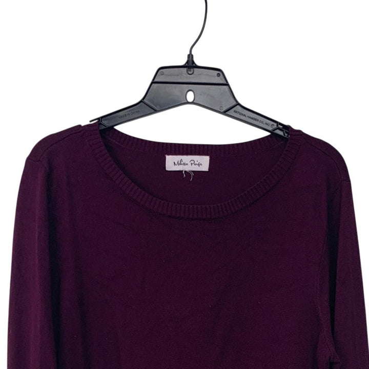 Melissa Paige Womens 2X Purple PolyRayon Long Sleeve Crew Neck Faux Button Top