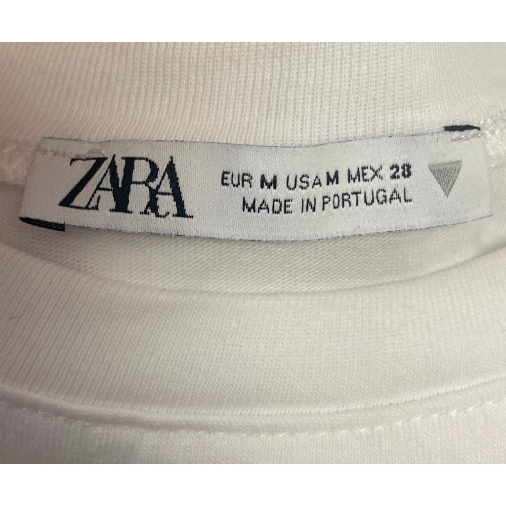 Zara Womens Medium Spanish Village Street Short Sleeve 100% Cotton Tee