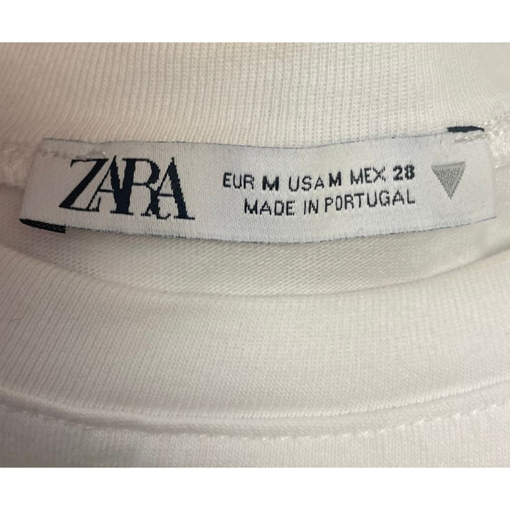 Zara Womens Medium Spanish Village Street Short Sleeve 100% Cotton Tee