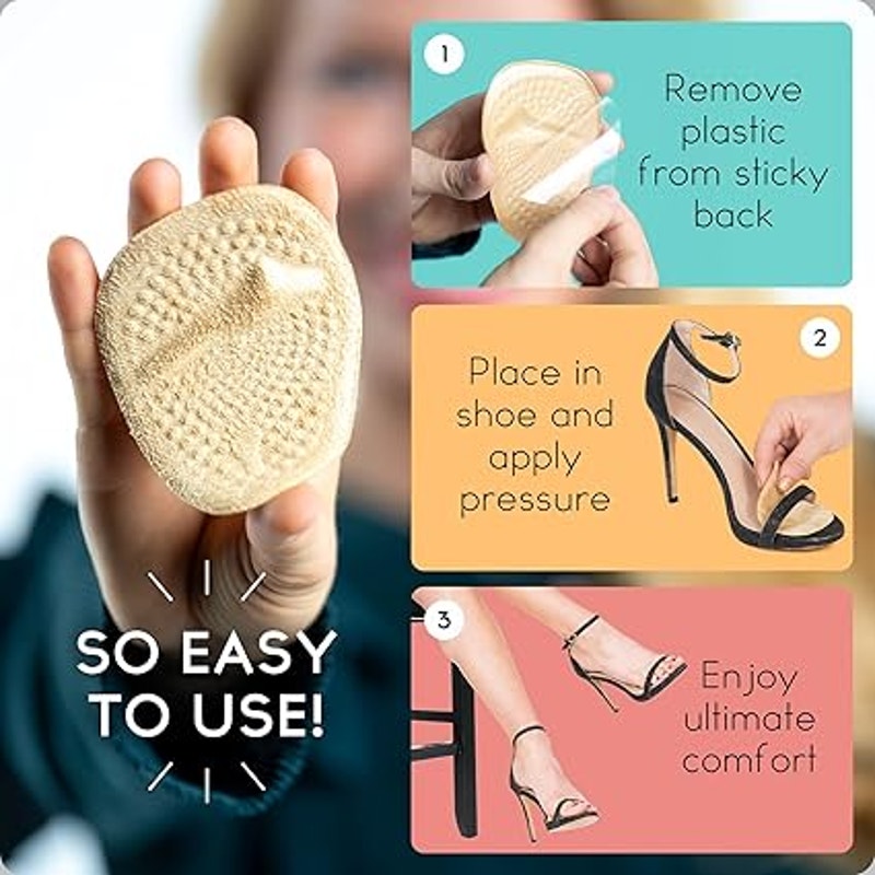 New Walkize Womens Dark Tan Self Adhesive Ball of Foot Cushions Shoe Insert Pads
