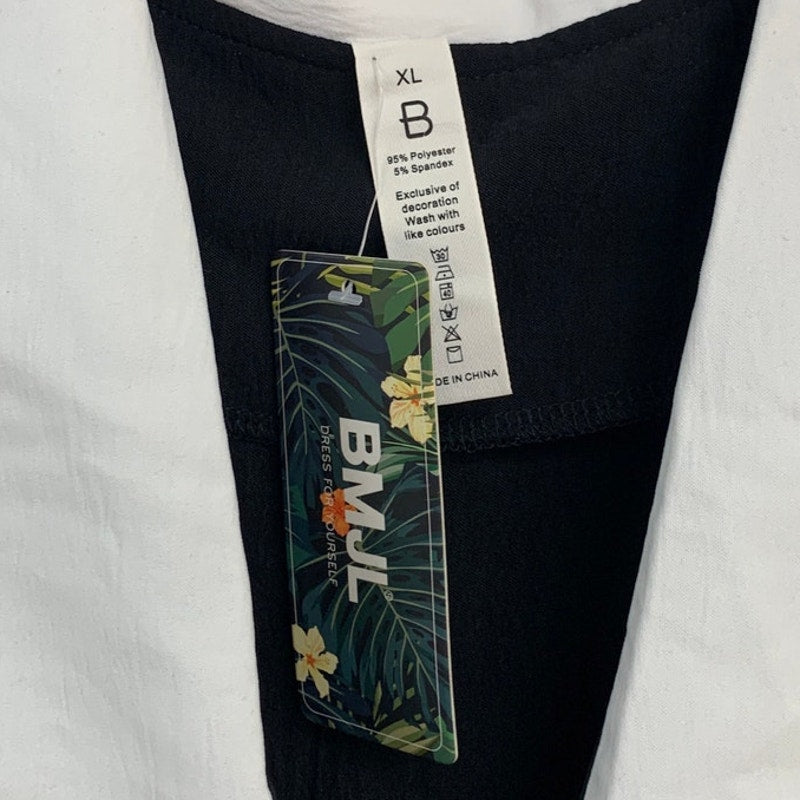 NWT New BMJL Womens XL PolySpandex Sleeveless Button Up Back Tie Collared Top