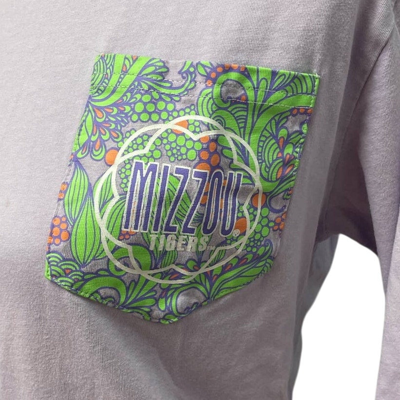 Mizzou Womens Small University of Missouri Columbia Purple Green Long Sleeve Tee