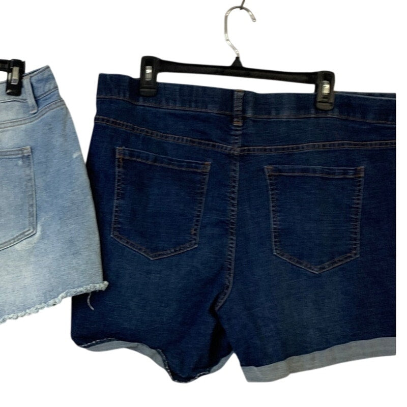 Lot of 2 Time and Tru Womens Size 18 20 Blue Distressed Denim Cutoff Jean Shorts