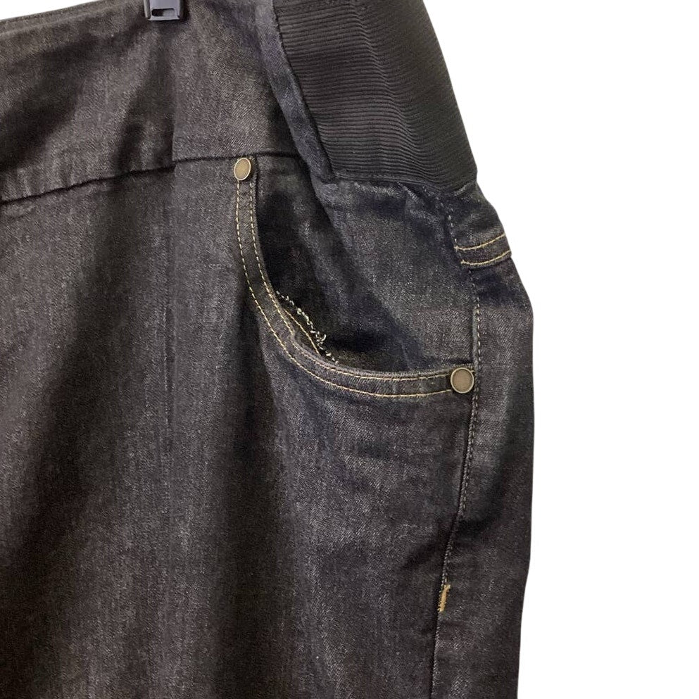 Woman Within Plus Size 32W Stretch Cotton Pull On Elastic Waist Denim Blue Jeans
