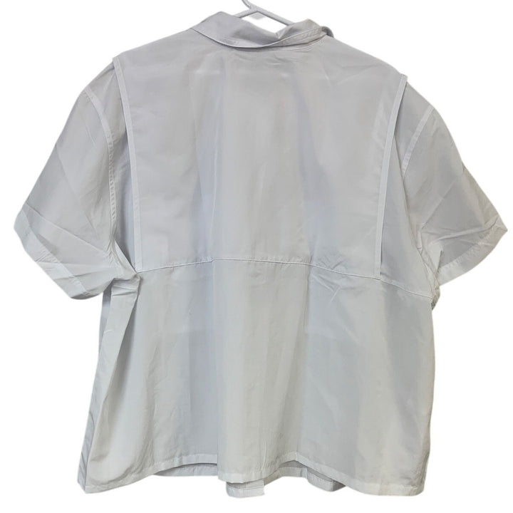 New Eddie Bauer Womens 3X White UPF 50+ Guide 3.0 Short Sleeve Button Up Shirt