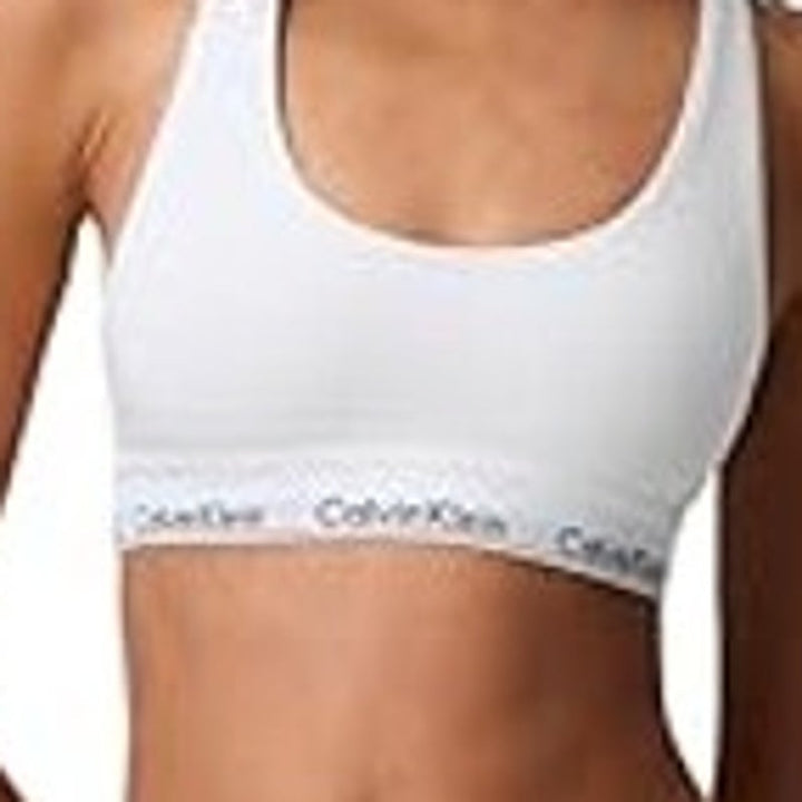 NWT New Calvin Klein Womens XL White Cotton Blend Unlined Wireless Bralette Bra