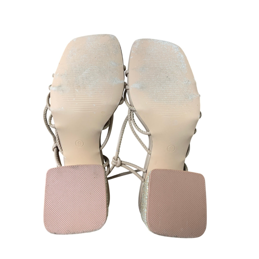 PiePieBuy Womens 9 Tan Gladiator Lace Up 3.5" Chunky Braided Heel Sandal Shoes