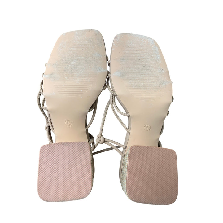 PiePieBuy Womens 9 Tan Gladiator Lace Up 3.5" Chunky Braided Heel Sandal Shoes