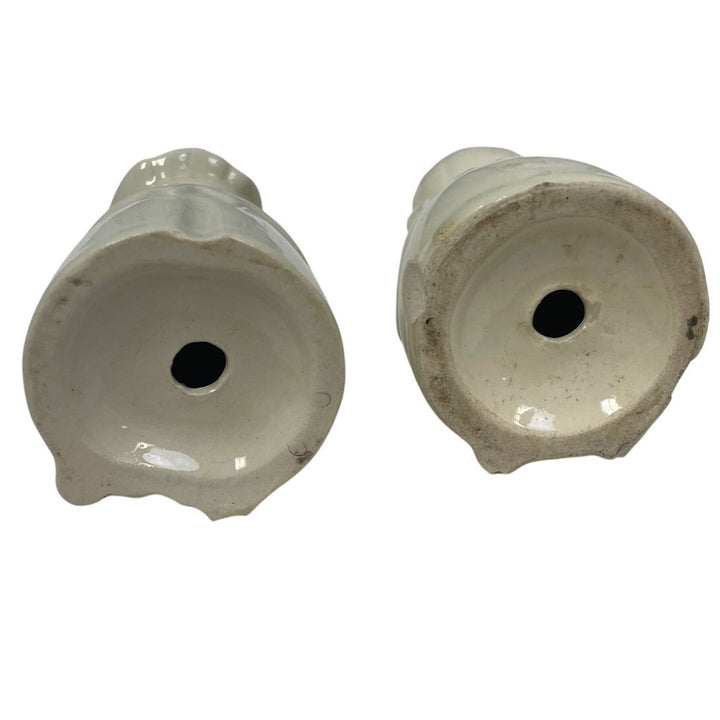 Vintage Chubby Chef Baker &amp; Wife White Ceramic Salt and Pepper Shakers Fair Cond
