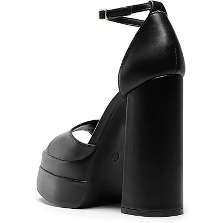 Dream Pairs Womens 11 Black 5" Block Platform Heel Peep Toe Ankle Strap Shoes
