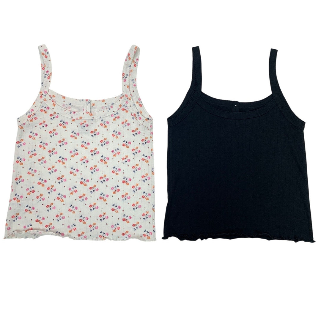 2 New Aerie Womens Small Floral Scalloped Front Button Thin Strap Tank Tops