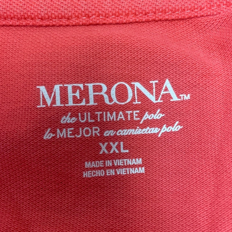 Merona Mens XXL Salmon Pink 100% Cotton Short Sleeve Collared Polo Shirt