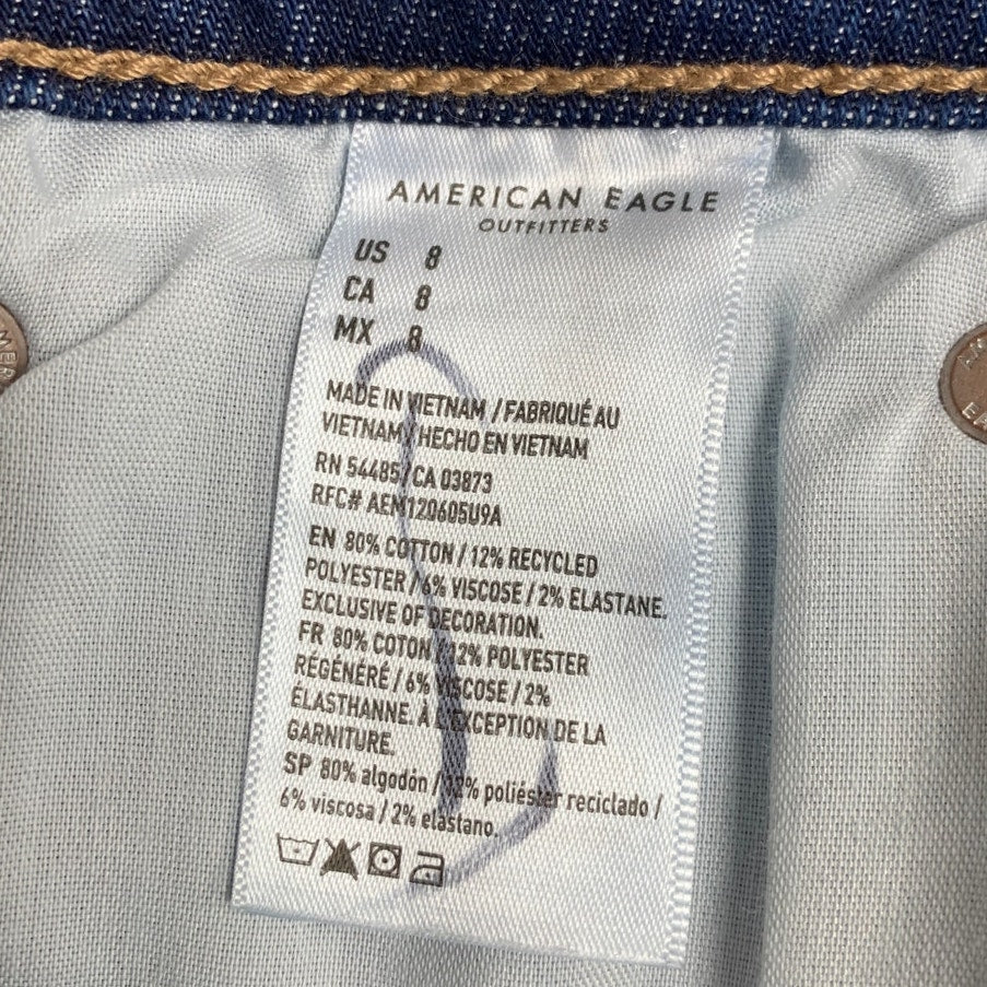 New American Eagle Womens Size 8 Perfect Mini Distressed Hem Denim Jean Skirt
