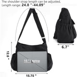 Vodiu Large Black Canvas Messenger Multi Pocket Adjustable Strap Crossbody Bag