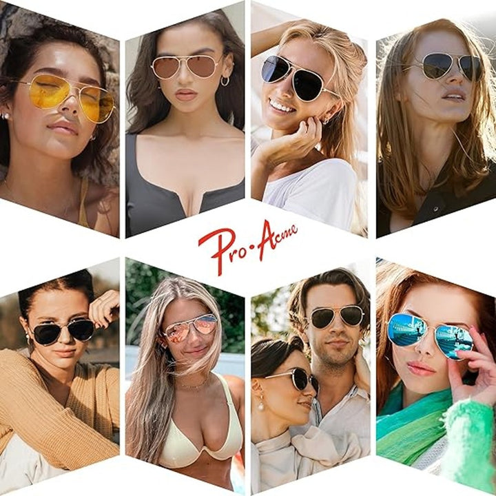 New Pro Acme Brown Gold Aviator Sunglasses Men Women Classic Polarized UV400