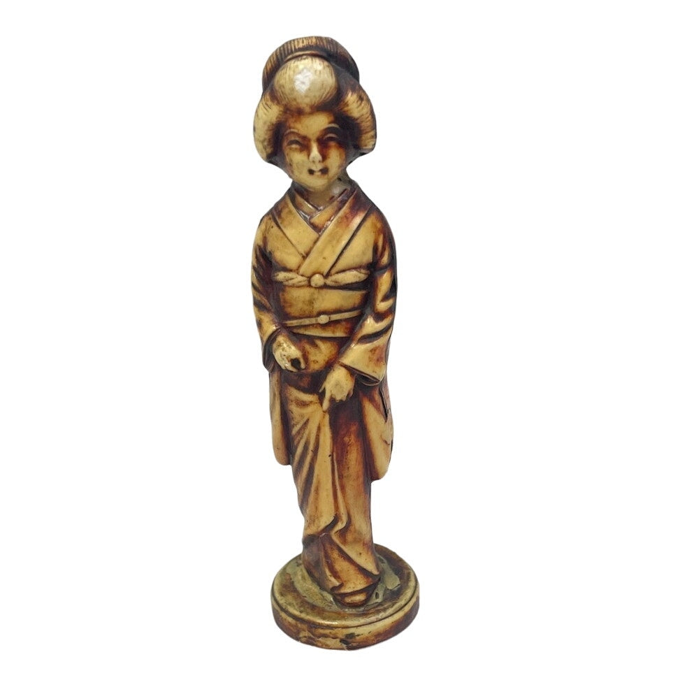 Vintage Foreign Asian Lady in Japanese Kimono Plastic Collectible Figurine