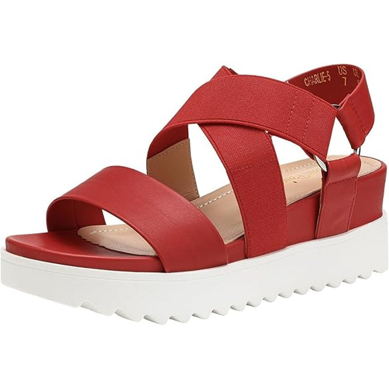 New Dream Pairs Womens Size 10 Red Open Toe Elastic Strap 2.5" Platform Sandals