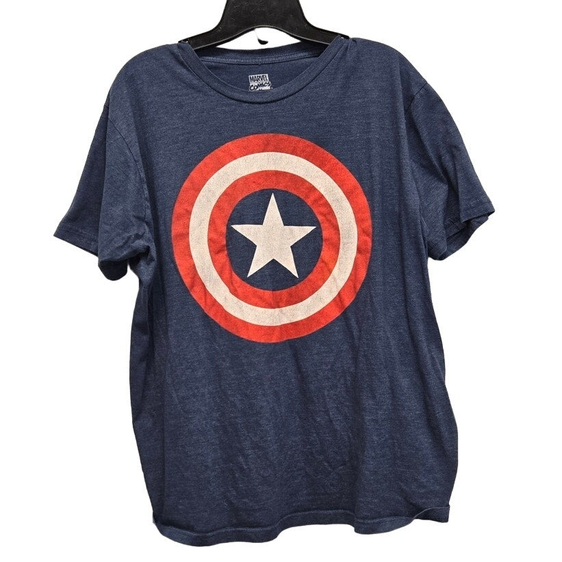 Marvel Comics Mens Large PolyCotton Captain America Sheild Short Sleeve T Shirt