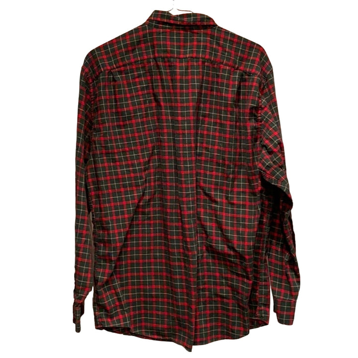 Nautica Mens XL Red Green Plaid 100% Cotton Long Sleeve Button Down Casual Shirt