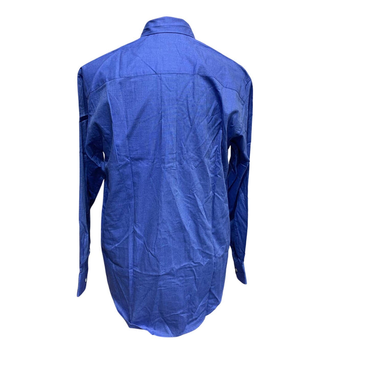 New Hand Printed Upcycled St Bernard Puppy Dog Mens Blue Button Down Shirt