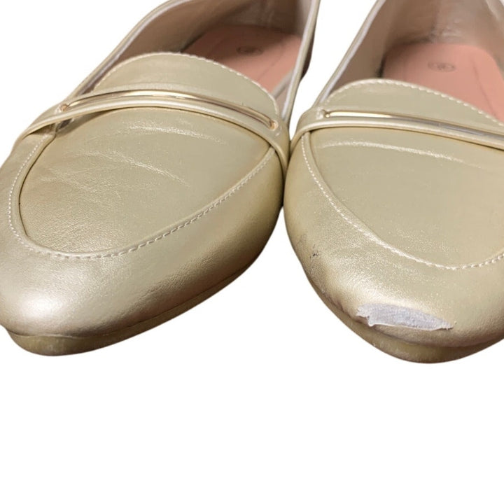 Obtaom Womens Size 10 Gold Pointy Toe Slide On Loafer Comfort Ballet Flat Shoes