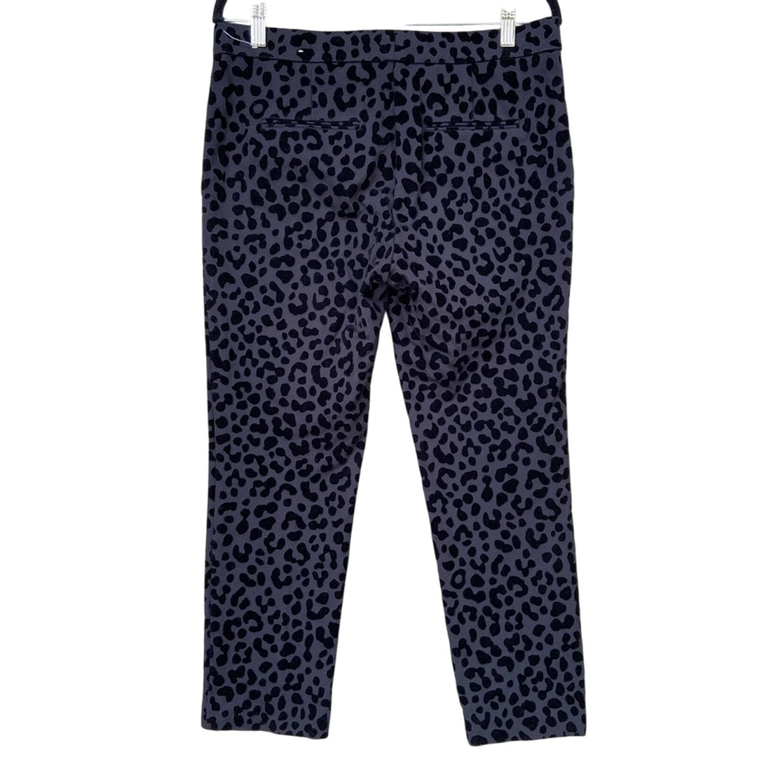 Ann Taylor Size 6 Black Flocked Rayon Blend Velour Cheetah Print Tapered Pants