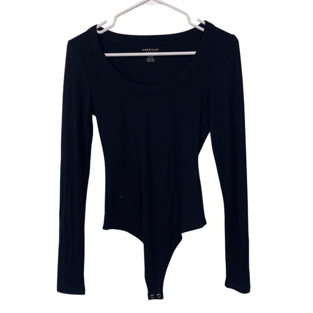 New American Eagle Womens Small Long Sleeve Scoop Neck Snap Closure Bodysuit