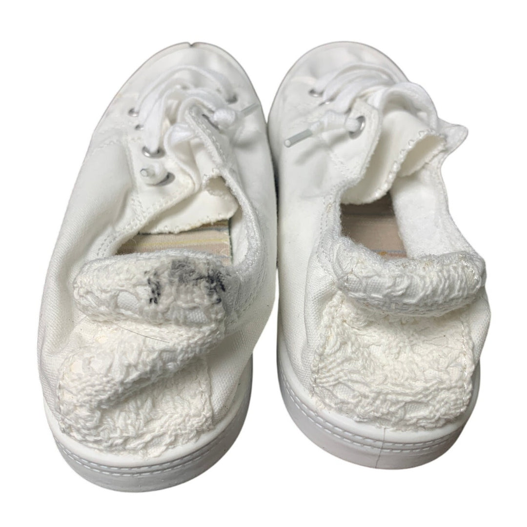 New Beneker Womens Size 7 White Slip On Canvas Low Top Lace Sneaker Shoes w Flaw