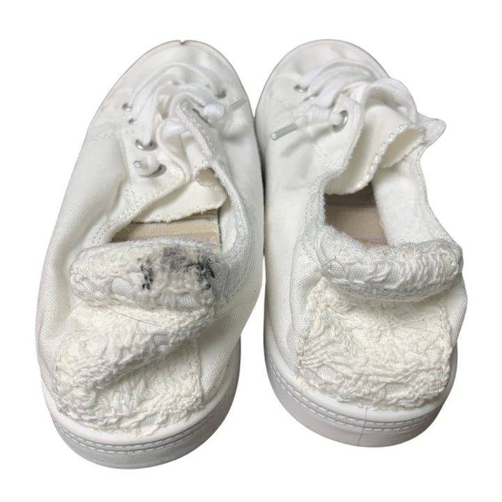 New Beneker Womens Size 7 White Slip On Canvas Low Top Lace Sneaker Shoes w Flaw
