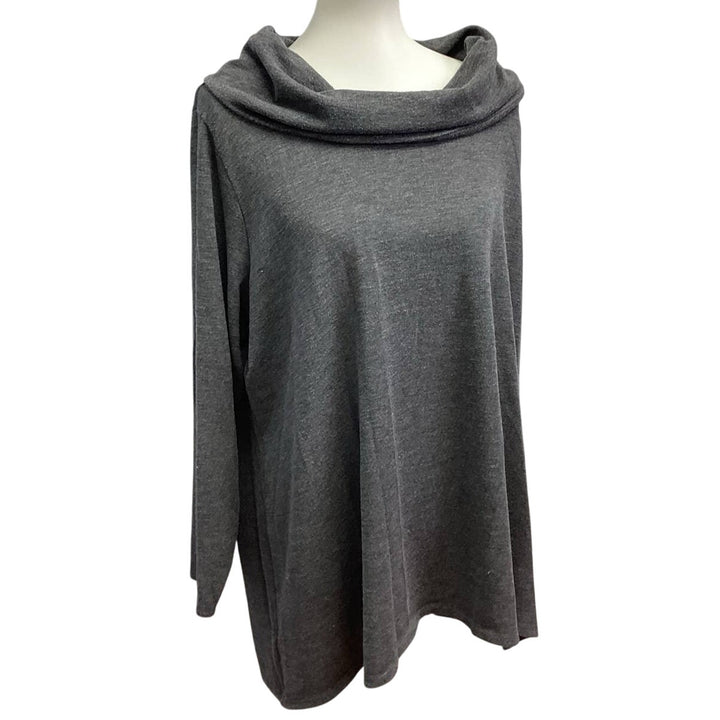IN Studio Womens Plus Size 3X Long Sleeve Cowl Neck Flowy Cotton Blend Sweater