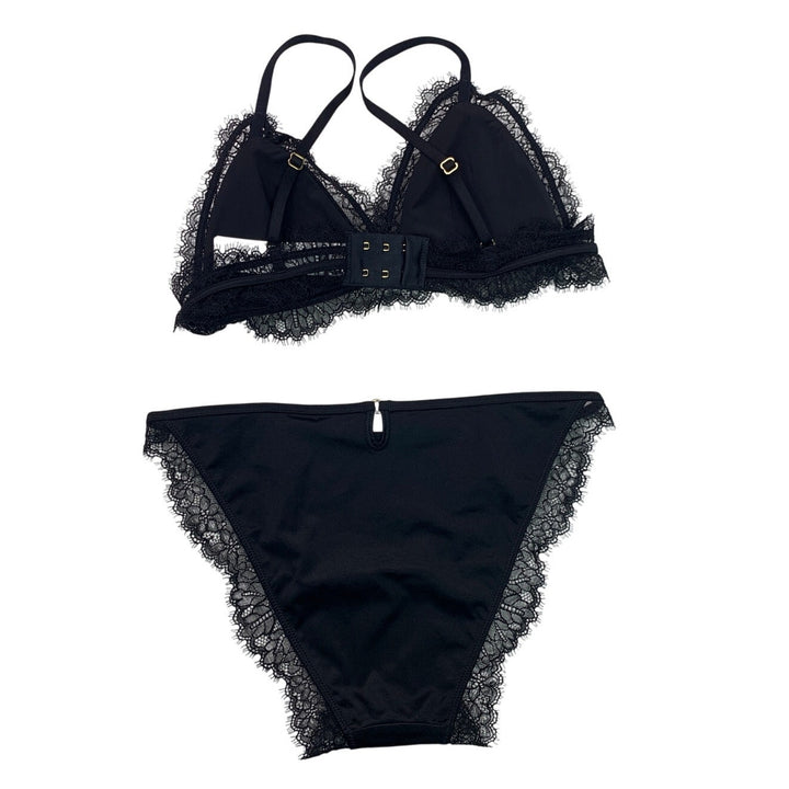 New Aerie Womens Small Wire Free Padded Back Clasp Bra Lace Bikini Underwear Set
