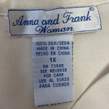 2 Anna and Frank Woman Plus Size 1X 100% Silk Short Sleeve Button Down Blouses