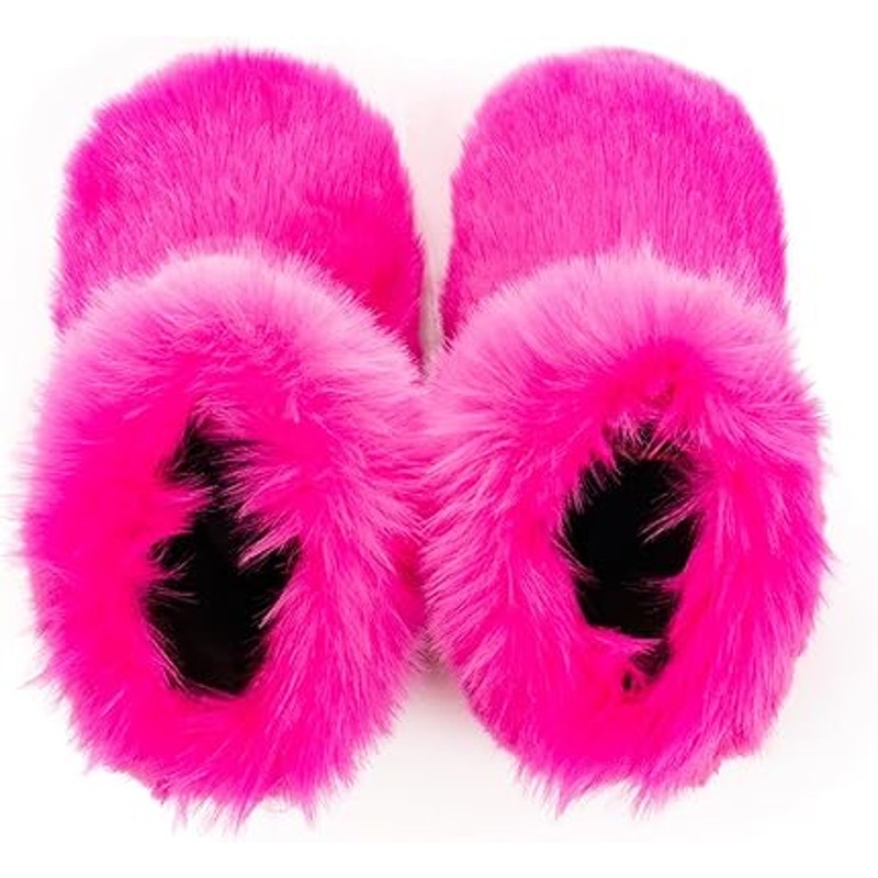 New Womens Size 9.5 Pink Faux Fur Boots Fuzzy Pull On Warm Winter Boot Shoes