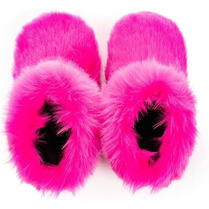 New Womens Size 9.5 Pink Faux Fur Boots Fuzzy Pull On Warm Winter Boot Shoes
