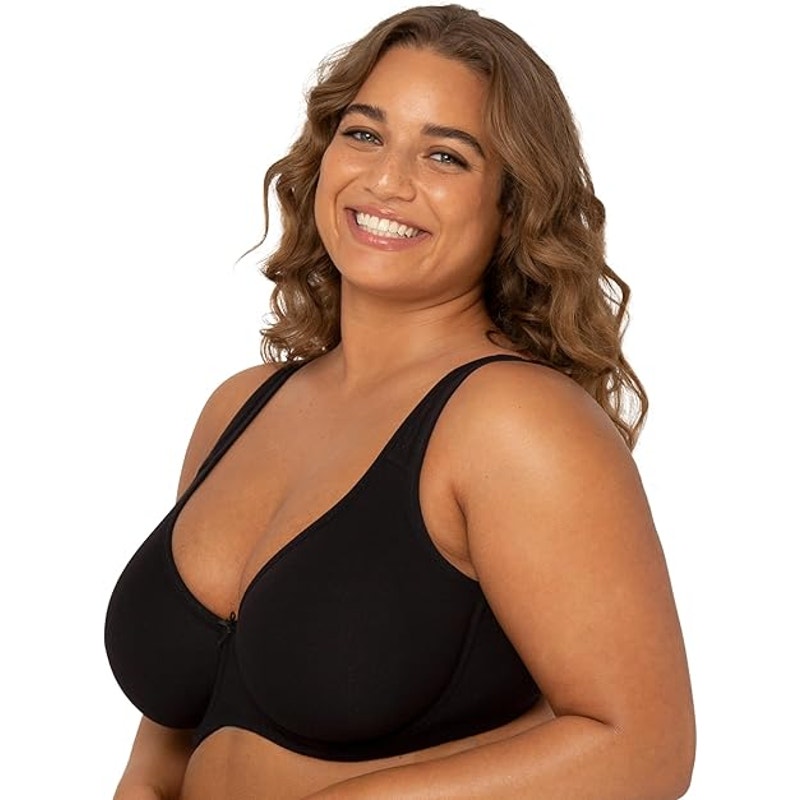 New 2-Pack Fruit of the Loom Womens 42G Black Gray Cotton Unlined Underwire Bras