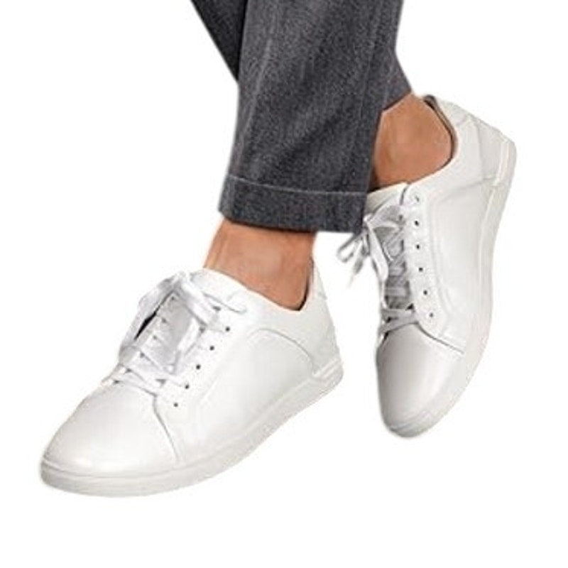Bruno Marc Mens Size 12 White Faux Leather Lace Up Casual Dress Sneaker Shoes