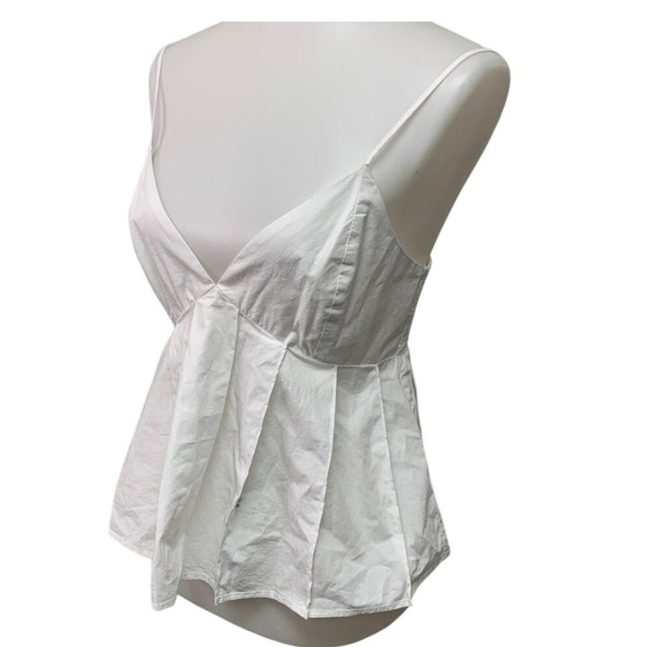New American Eagle Womens Medium White Back Button Thin Strap Deep V Top