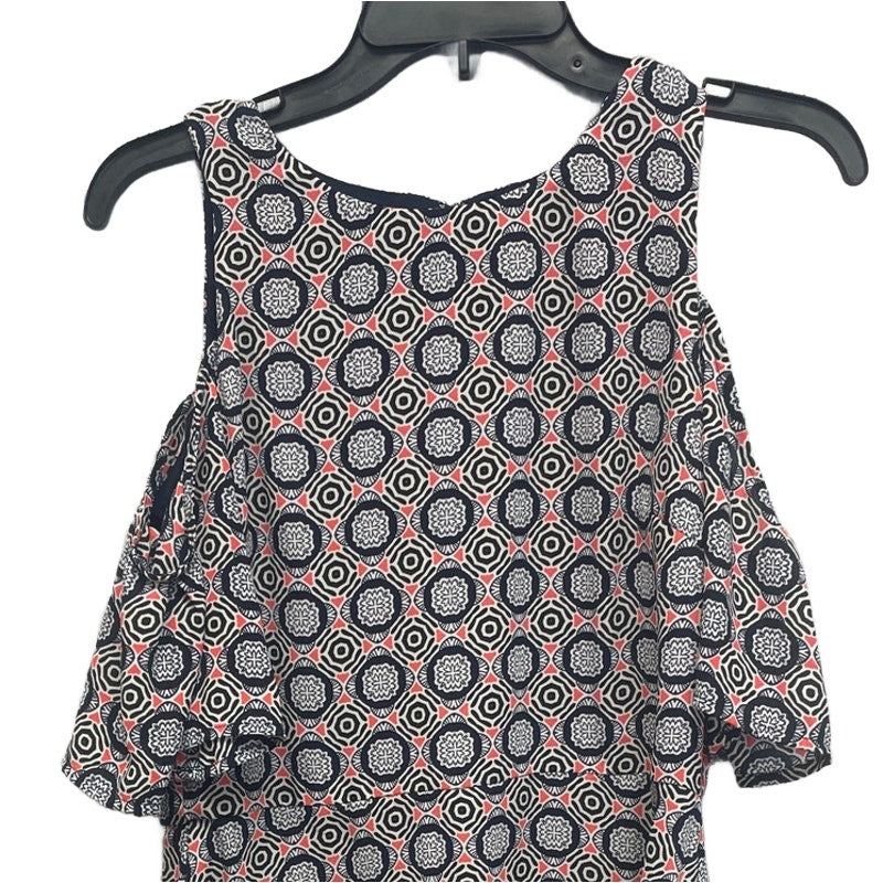 Banana Republic Womens 8P Polyester Geometric Floral Circle Cold Shoulder Dress