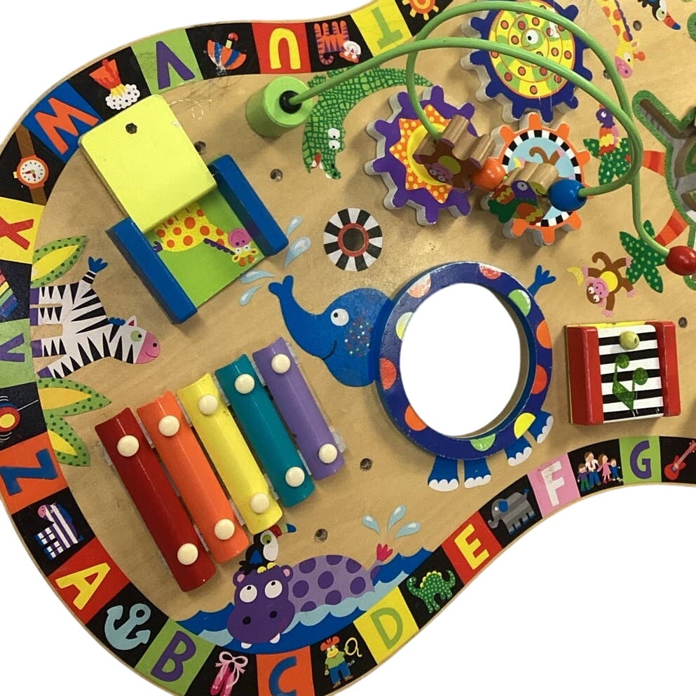 Alex Jr Large Wood Elephant Bead Trail Alphabet Gears Tactile Playset 26x18x9