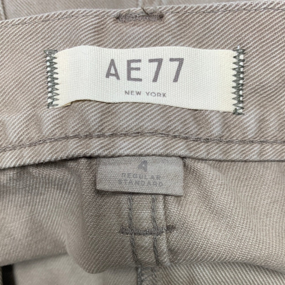 New AE77 Womens Size 4 Brown Khaki Pigment Dyed Casual Cotton Pants