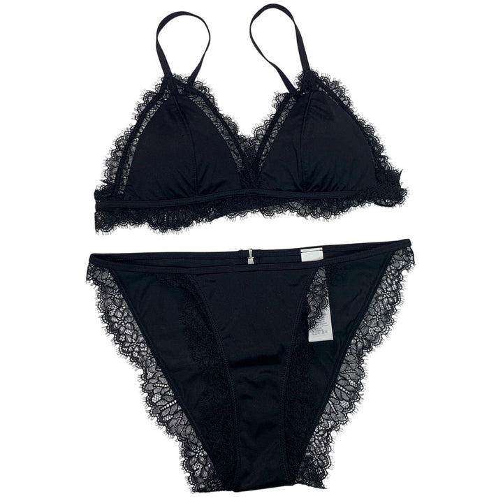 New Aerie Womens Small Wire Free Padded Back Clasp Bra Lace Bikini Underwear Set